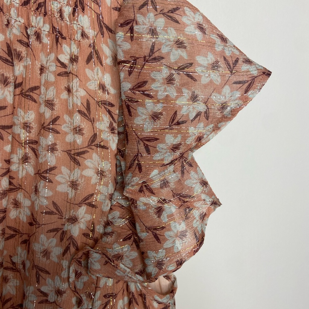 REBECCA TAYLOR Pink Ruffle Floral Mini Boho Dress Size 4 - Picture 10 of 10